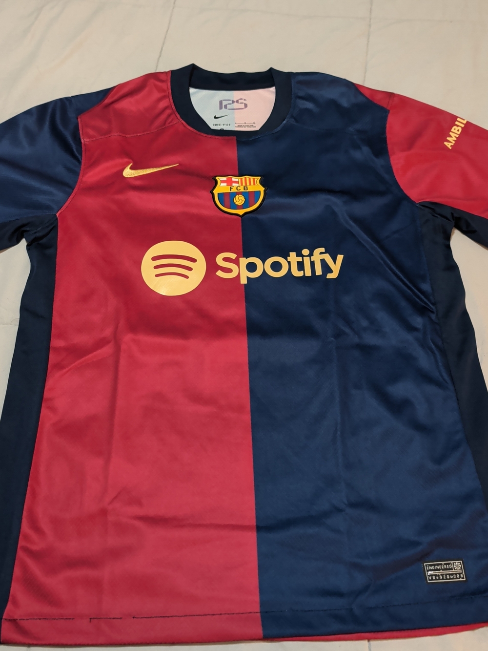 Nike FC Barcelona Red and Blue Jersey with Gold Logos